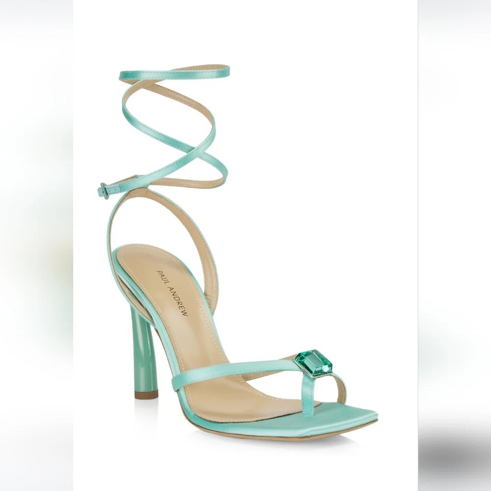 New Aqua Color Heeled Sandal - Picture 2 of 5